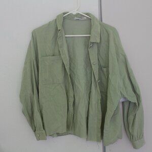 Pale seafoam corduroy button down shirt